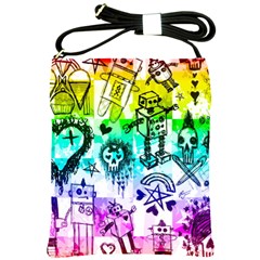 Rainbow Scene Kid Sketches Shoulder Sling Bag by ArtistRoseanneJones