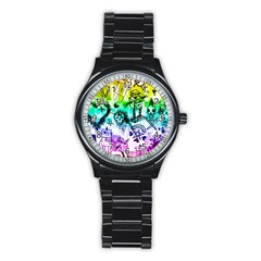 Rainbow Scene Kid Sketches Sport Metal Watch (black) by ArtistRoseanneJones