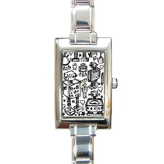 Robot Crowd Rectangular Italian Charm Watch