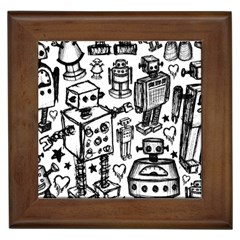 Robot Crowd Framed Ceramic Tile