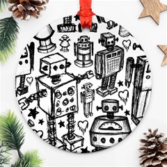 Robot Crowd Round Ornament