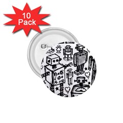 Robot Crowd 1 75  Button (10 Pack)