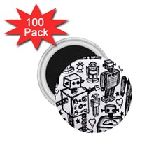 Robot Crowd 1 75  Button Magnet (100 Pack)