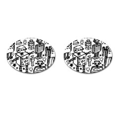 Robot Crowd Cufflinks (oval)