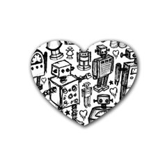 Robot Crowd Drink Coasters 4 Pack (heart)  by ArtistRoseanneJones