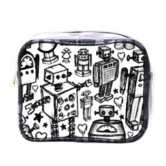 Robot Crowd Mini Travel Toiletry Bag (one Side)