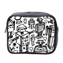 Robot Crowd Mini Travel Toiletry Bag (two Sides)