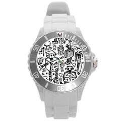 Robot Crowd Plastic Sport Watch (large) by ArtistRoseanneJones