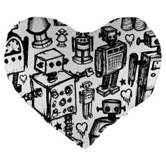 Robot Crowd Large 19  Premium Heart Shape Cushion