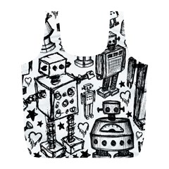 Robot Crowd Reusable Bag (l) by ArtistRoseanneJones