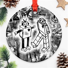 Robot Love Round Ornament