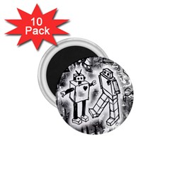 Robot Love 1 75  Button Magnet (10 Pack)