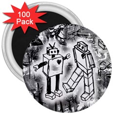 Robot Love 3  Button Magnet (100 Pack) by ArtistRoseanneJones