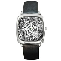 Robot Love Square Leather Watch