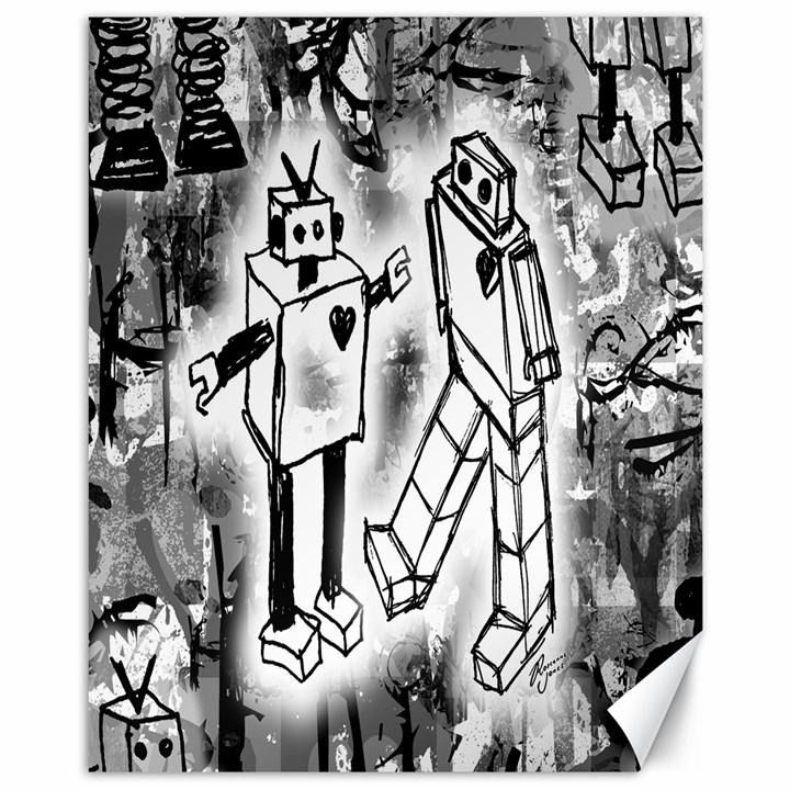 Robot Love Canvas 11  x 14  (Unframed)