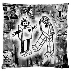 Robot Love Large Cushion Case (two Sided) 