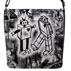 Robot Love Flap Closure Messenger Bag (small)