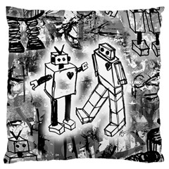 Robot Love Large Flano Cushion Case (two Sides)