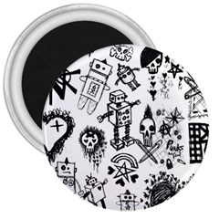 Scene Kid Sketches 3  Button Magnet by ArtistRoseanneJones