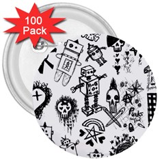 Scene Kid Sketches 3  Button (100 Pack)