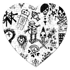 Scene Kid Sketches Jigsaw Puzzle (heart) by ArtistRoseanneJones