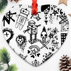 Scene Kid Sketches Heart Ornament (two Sides)