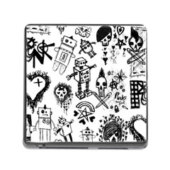 Scene Kid Sketches Memory Card Reader With Storage (square) by ArtistRoseanneJones