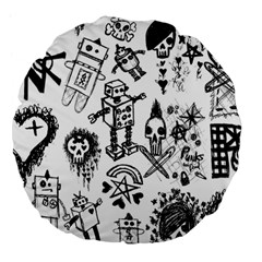 Scene Kid Sketches Large 18  Premium Flano Round Cushion 