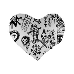 Scene Kid Sketches Standard 16  Premium Flano Heart Shape Cushion 