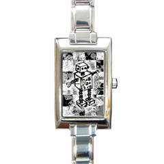 Sketched Robot Rectangular Italian Charm Watch by ArtistRoseanneJones