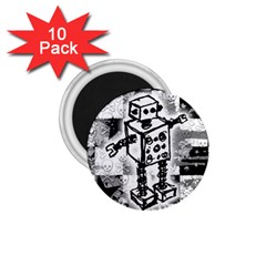 Sketched Robot 1 75  Button Magnet (10 Pack) by ArtistRoseanneJones