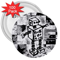 Sketched Robot 3  Button (100 Pack) by ArtistRoseanneJones