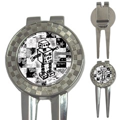 Sketched Robot Golf Pitchfork & Ball Marker