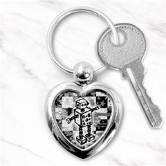 Sketched Robot Key Chain (heart)