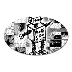 Sketched Robot Magnet (oval) by ArtistRoseanneJones