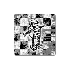 Sketched Robot Magnet (square) by ArtistRoseanneJones