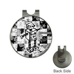 Sketched Robot Hat Clip With Golf Ball Marker by ArtistRoseanneJones