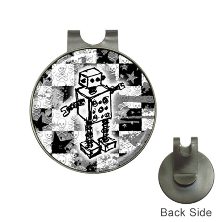 Sketched Robot Hat Clip with Golf Ball Marker