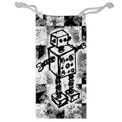 Sketched Robot Jewelry Bag by ArtistRoseanneJones