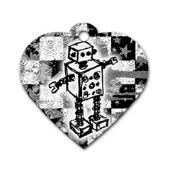 Sketched Robot Dog Tag Heart (one Sided) 