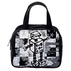 Sketched Robot Classic Handbag (one Side) by ArtistRoseanneJones