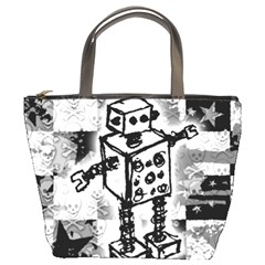 Sketched Robot Bucket Handbag