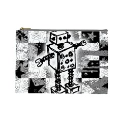 Sketched Robot Cosmetic Bag (large)