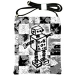 Sketched Robot Shoulder Sling Bag Front