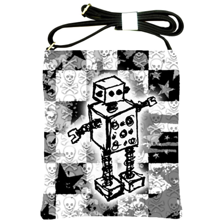 Sketched Robot Shoulder Sling Bag