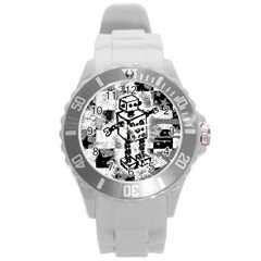 Sketched Robot Plastic Sport Watch (large)