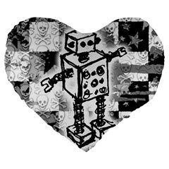 Sketched Robot Large 19  Premium Heart Shape Cushion by ArtistRoseanneJones