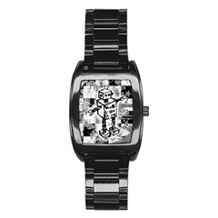 Sketched Robot Stainless Steel Barrel Watch