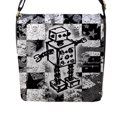 Sketched Robot Flap Closure Messenger Bag (l)