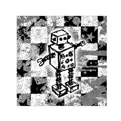 Sketched Robot Small Satin Scarf (square) by ArtistRoseanneJones